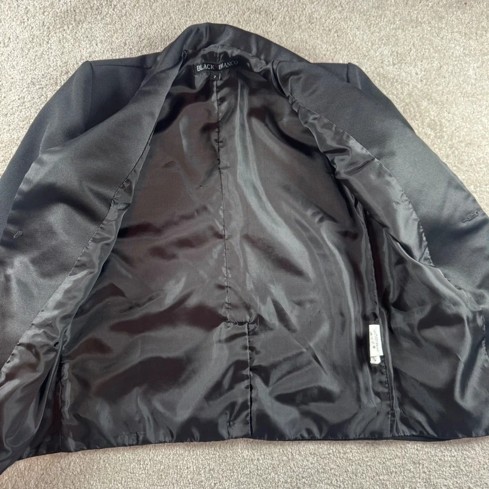 Black N Bianco Kids Black Tuxedo Blazer Jacket Satin Notch Lapel Size 7 HB010